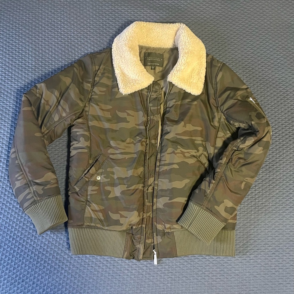 Sanctuary, camo bomber style jacket